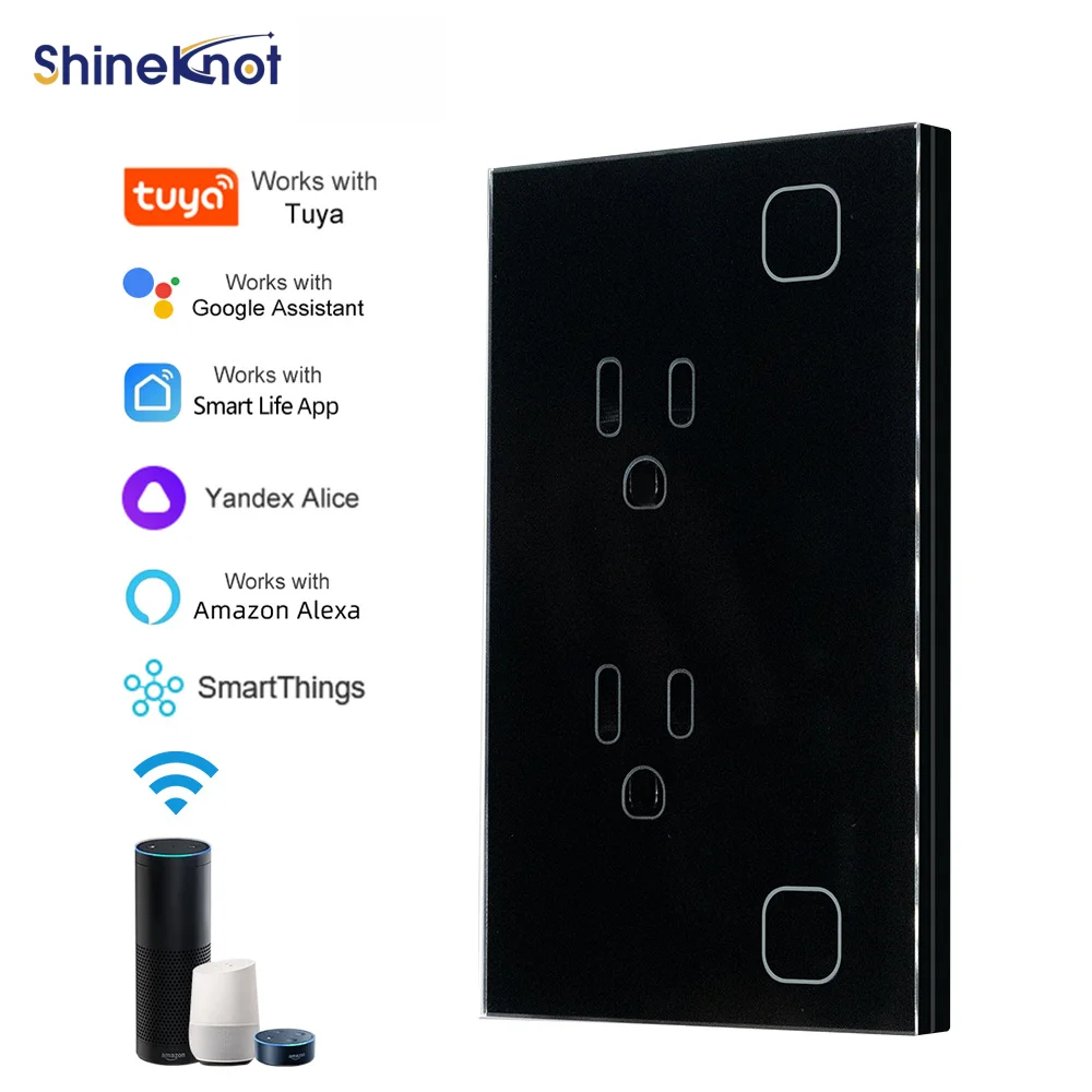Shineknot 118 American Standard Wifi Socket Zigbee Graffiti Smart Socket Panel Remote Mobile Phone Tuya Dual Socket