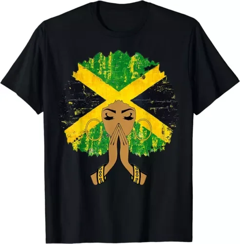 Jamaican Flag Black Woman Queen Afro Tee T-Shirt For Men Clothing Women Tees Y2K Tops Unisex Summer Short Sleeve