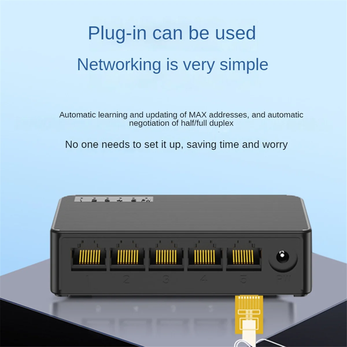 Conmutador de red Mini conmutador Ethernet de 8 puertos, conmutador inteligente de alto rendimiento de 100Mbps, inyector de Internet Hub RJ45, enchufe de la UE