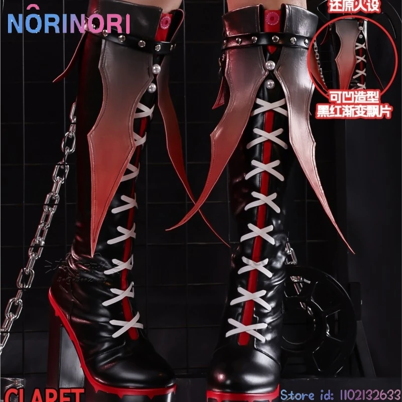 ZZZ Zenless Zone Zero Claret Cosplay  High Heel Flint Halloween Cosplay Boots Custom Made ShoesLace-up Boots Footwear Comic Con