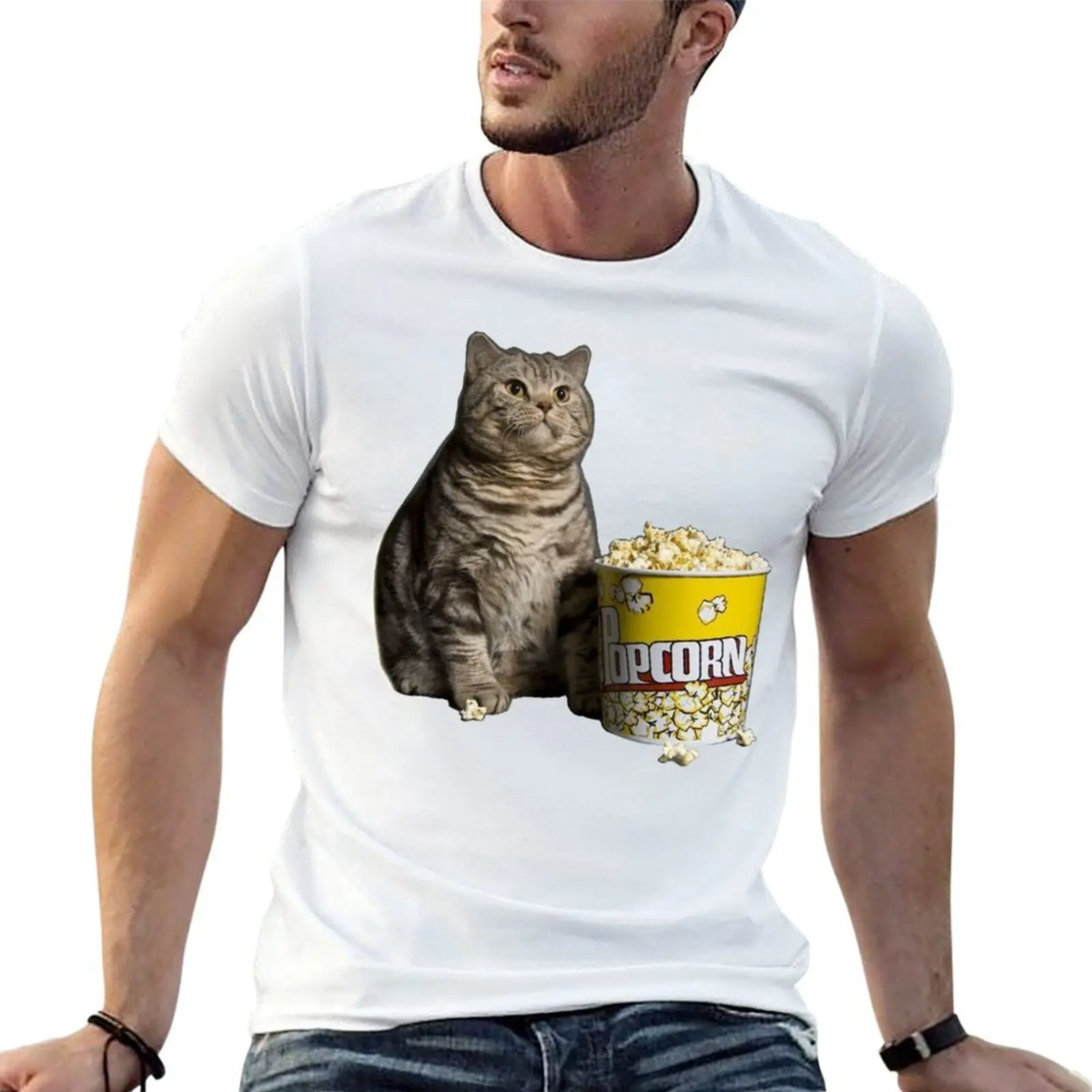 popcorn cat T-Shirt anime tshirt man tshirt T-Shirt
