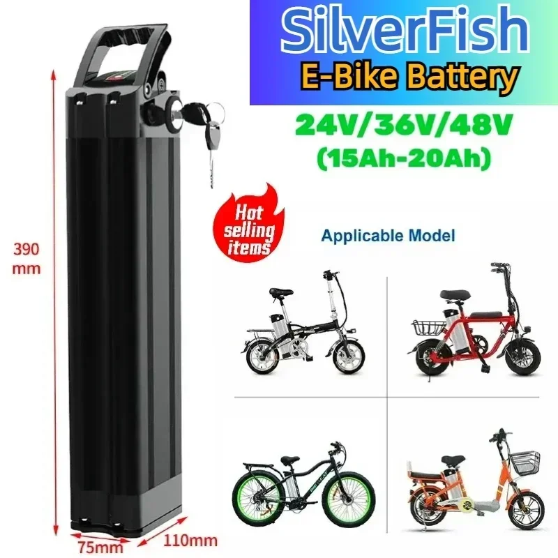 

48V 20AH Silverfish Lithium Electric Bike 800W 1000W 36V 24V Li-Ion E-Bike Bicycle 48V18650 Battery Pack+charger