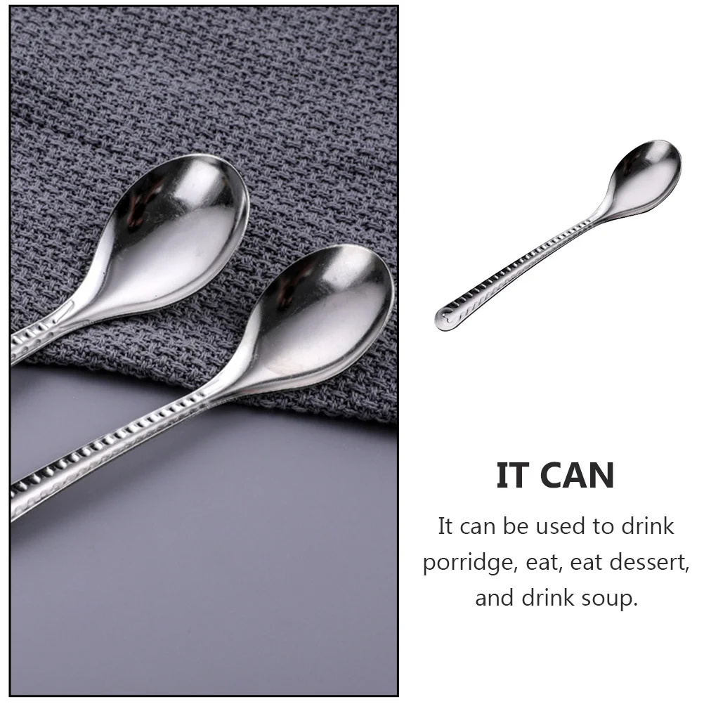 

20pcs Stainless Steel Soup Spoon Rice Spoons Kitchen Utensil Eating Spoon For Porridge Dessert Coffee Long Handle