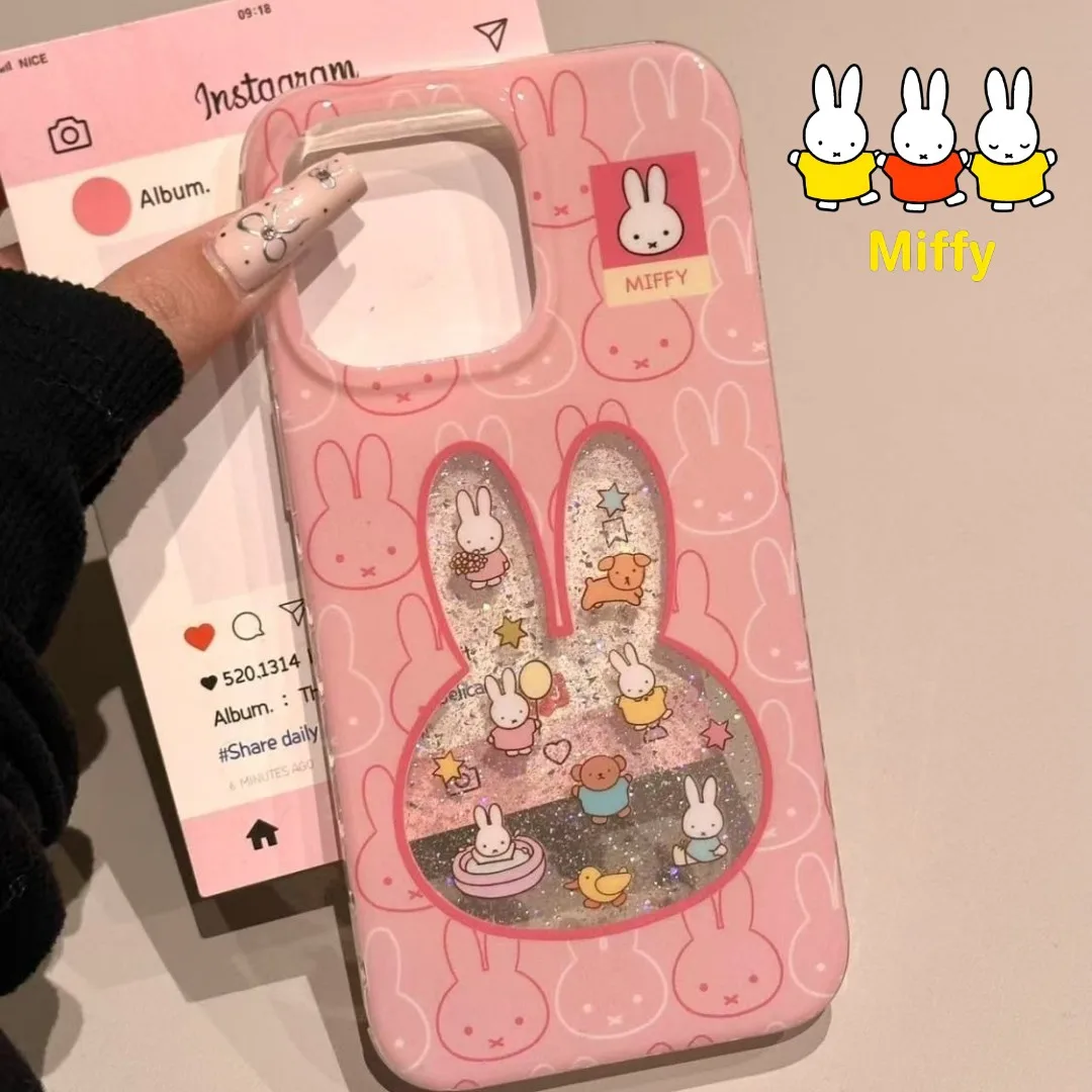 Miffy Rabbit Phone Case Is Cute with A Foundation and Hollowed-out Print Suitable for The 16promax Phone Case 15 14Pro/XS
