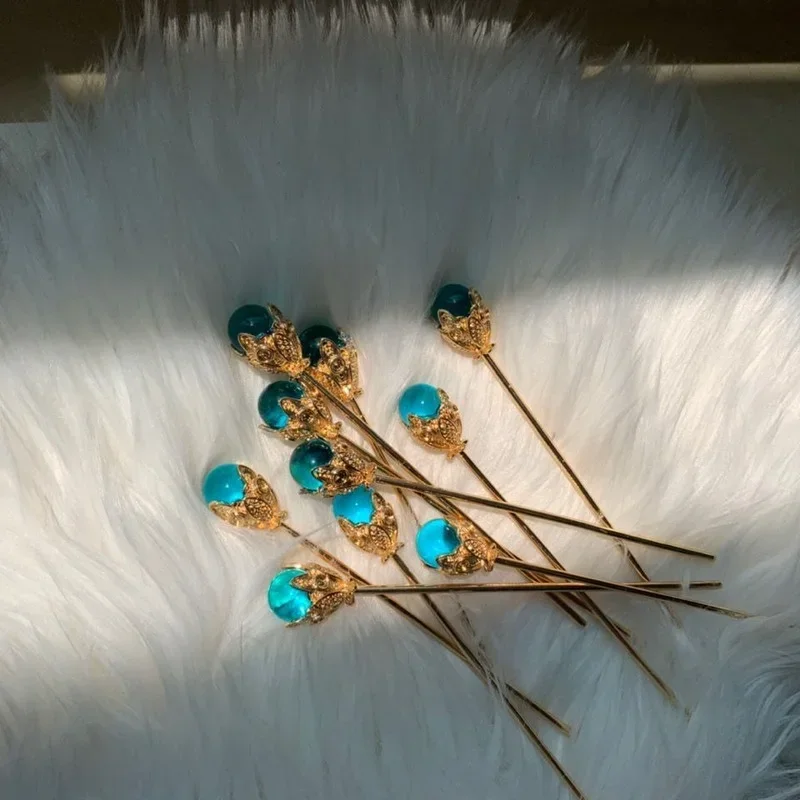 1Pc Blue Hair Claw Plate Hairpin Headdress Sticks Ornaments Ancient Style clips for hair hairclips chinese sticks