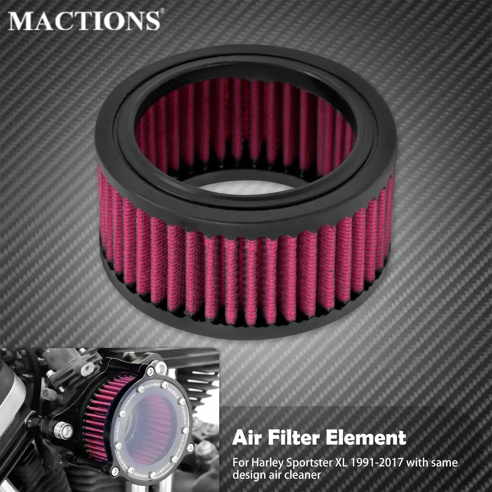 

Motorcycle Air Cleaner Element Air Filter Replacement Red For Harley Sportster 883 1200 XL 48 72 Seventy Two Forty Eight 04-2019