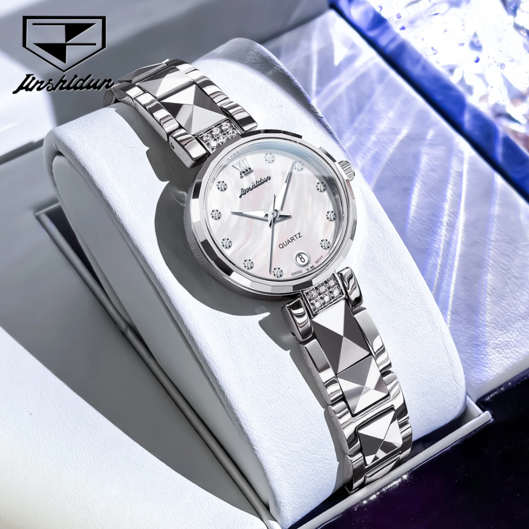 

JSDUN 8988 Кварцевые модные часы в подарок из вольфрамовой стали, ремешок для часов, наручные часы с круглым циферблатом, светящийся календарь