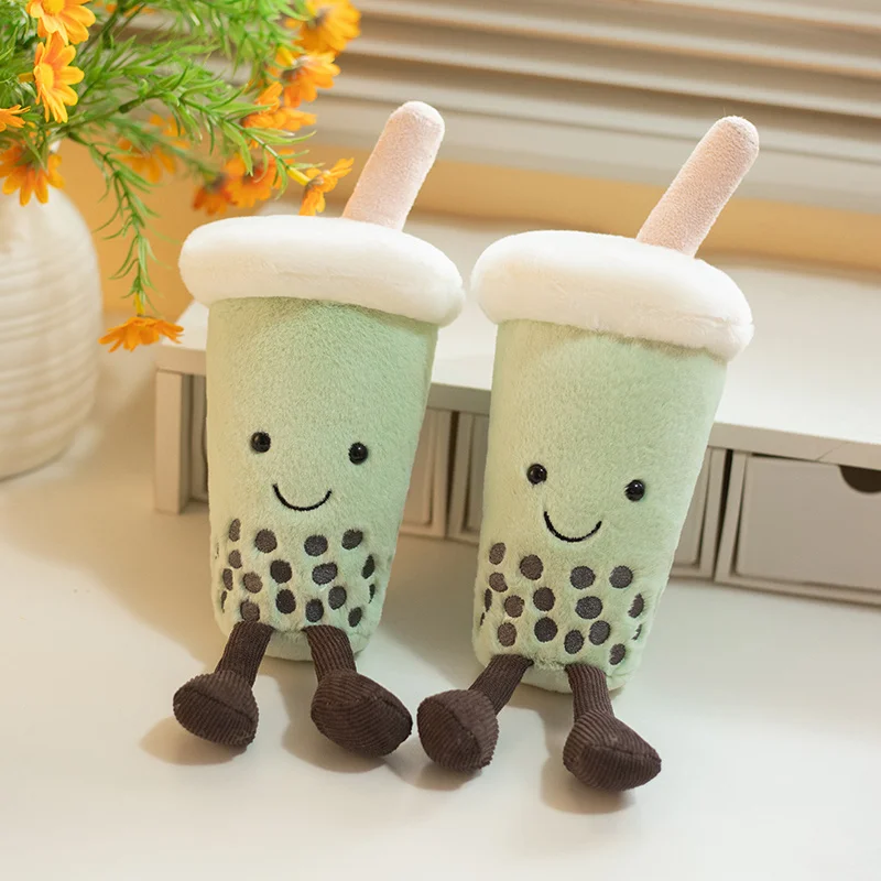 23cm Matcha Green Milk Tea Cup Cute Stuffed Boba Plush Cushion Soft Hugging Pillow Plush Toys Creative Gifts For Kids Favors