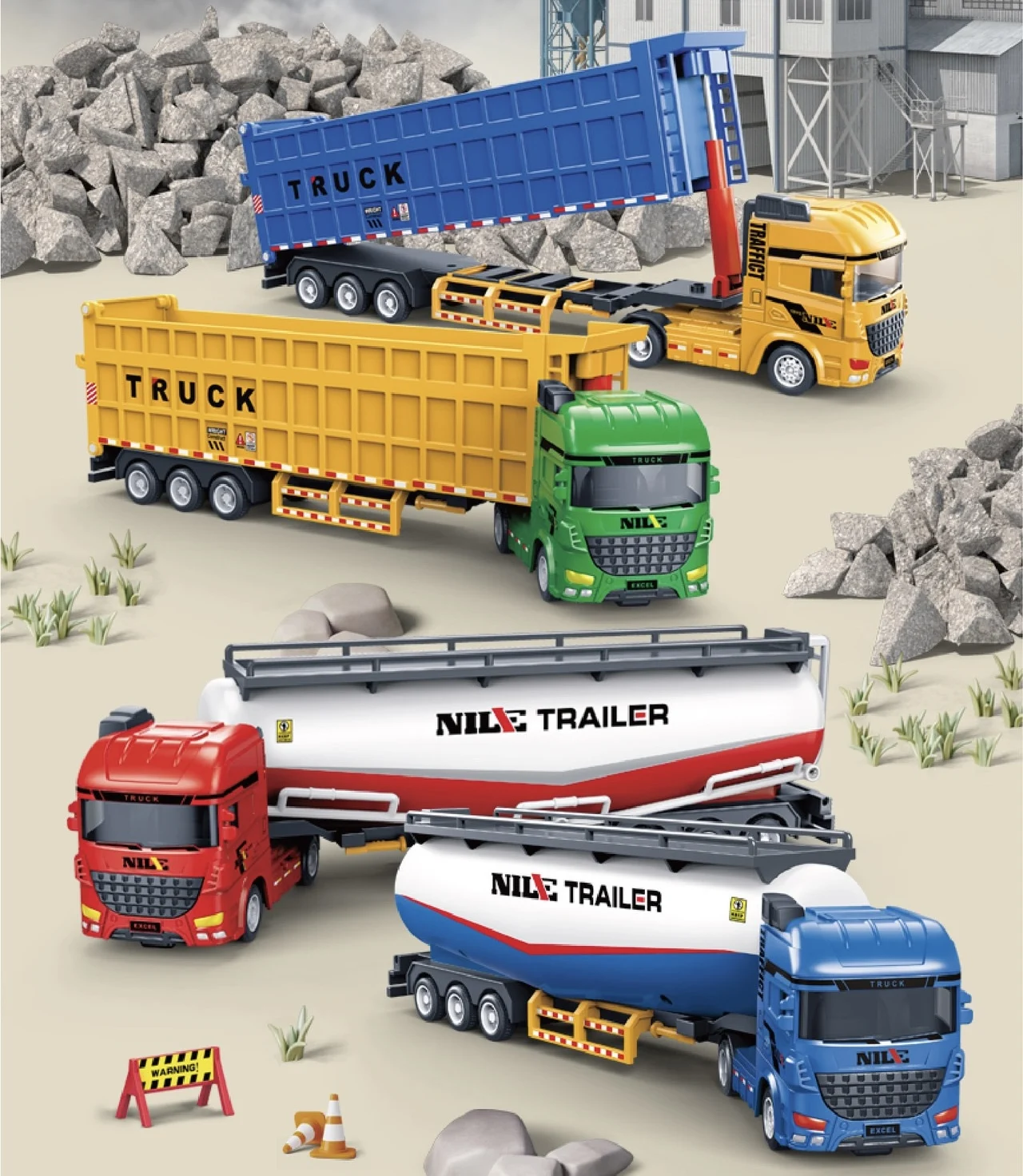 

1pc children's cartoon toys inertial cement sand and gravel transport truck container engineering set truck model small gift