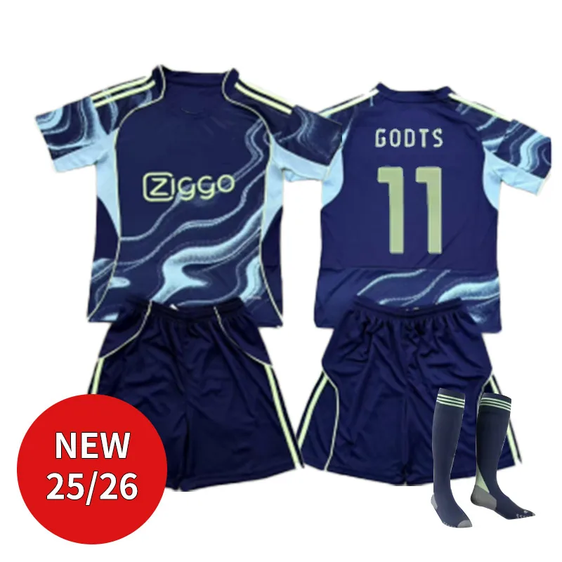 

Uitsteekset voor kinderen 2025 2026, tenue voor volwassenen, nieuwe Ajaxes-kit met printletter, shirt voor volwassenen