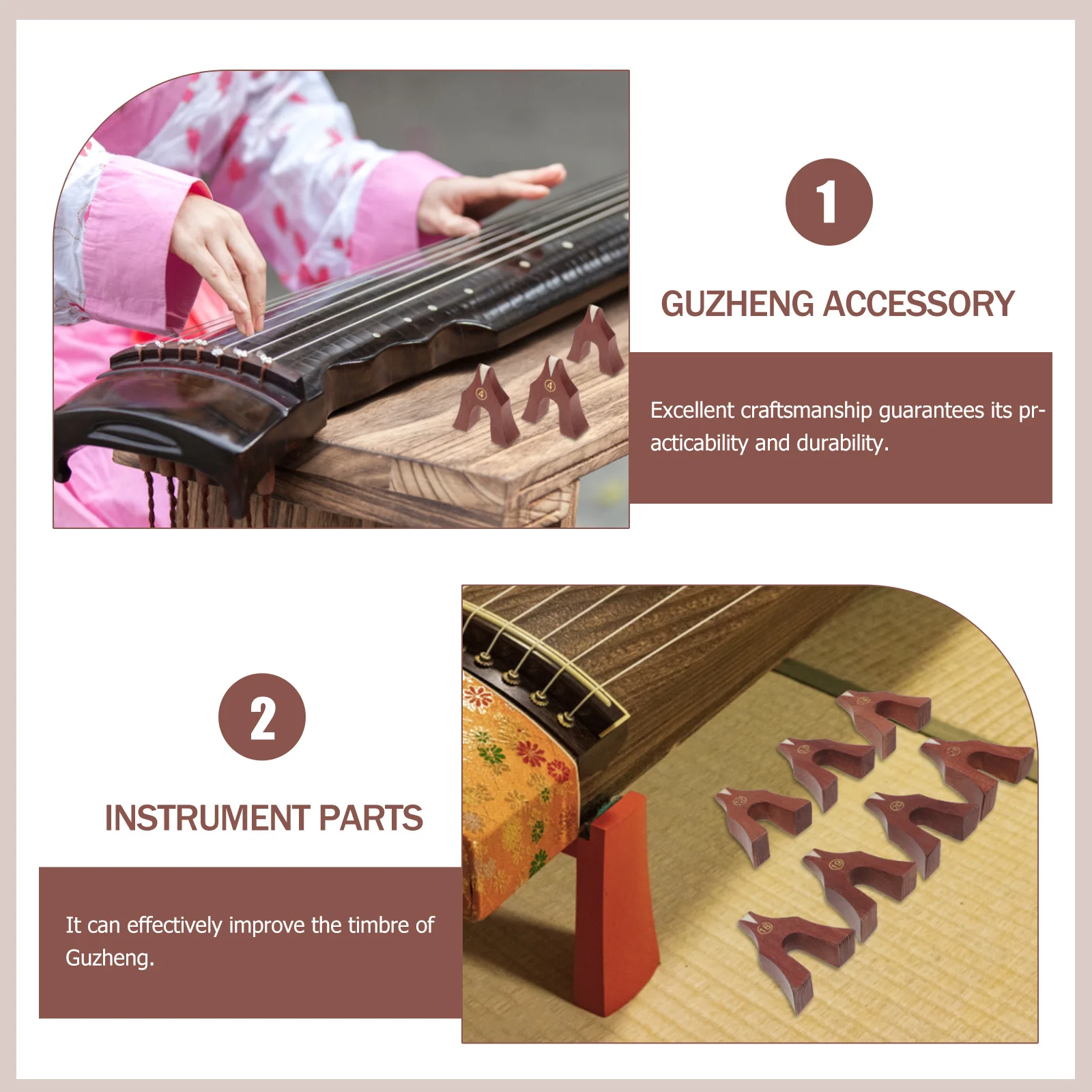 

21Pcs Cost-Effective Guzheng Bridges Durable Wood Accessories for Musicians Brown Guzheng Bridge Instrument Parts