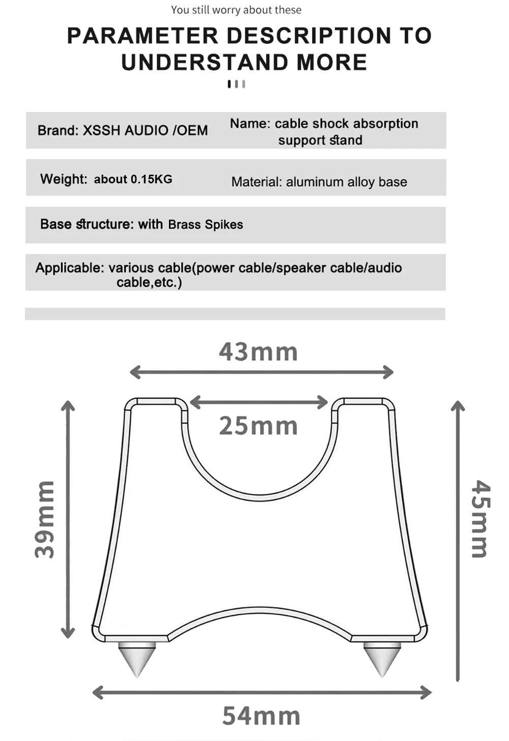 4 stücke Neue Kabel Fach HIFI Halten Lautsprecher Power Draht Tablett Stehen Füße Spike Unterstützung Rahmen Aluminium Trailing Pad Absorber audio Spikes – Detail 3