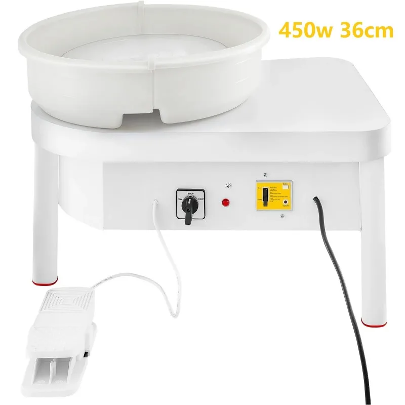 450W Pottery Forming Machine 36cm Pottery Wheel Ceramic Machine with Foot Pedal Pottery Wheel for DIY Clay Art Craft 220V/110V