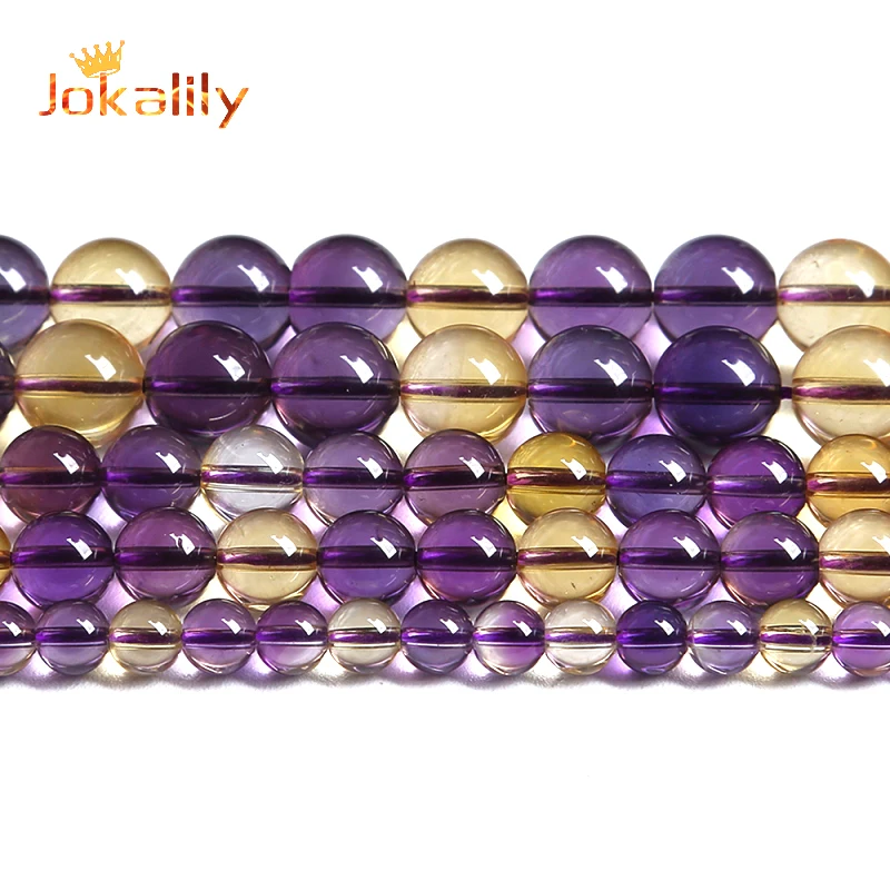 Natural Amethyst Citrine Pure A+ Quality Crystal Quartz Round Beads 6/8/10mm For Jewelry Making DIY Bracelets Necklace 15'' Inch