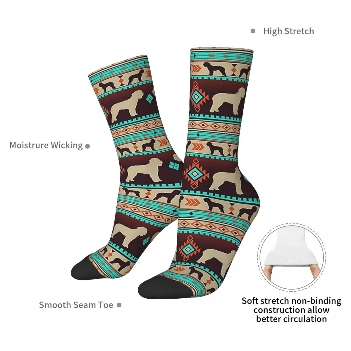 Boho Dogs Lagotto Romagnolo Sunset Socks Harajuku Sweat Absorbing Stockings All Season Long Socks for Man's Woman's Gifts