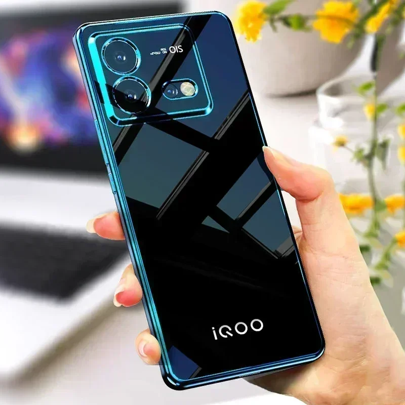 Capa de telefone galvanizada para vivo iqoo neo 8 pro lente escudo de silicone macio para iqoo neo8 neo 8pro neo8pro capa protetora