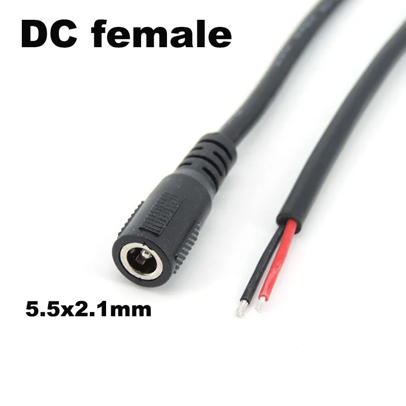 18 cm 18awg 7A DC Männlich Weiblich Netzteil Stecker Kabel 5,5x2,1mm 5,5x2,5mm Kupfer kabel Für LED Streifen licht Kamera 2,1mm 2,5mm – Detail 3