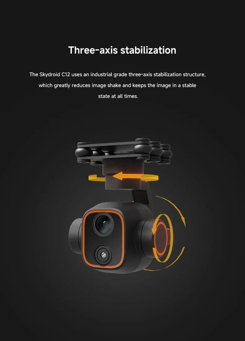 SKYDROID C12 intelligent tracking dual photothermal imaging digital zoom 2K high-definition three-axis pod gimbal