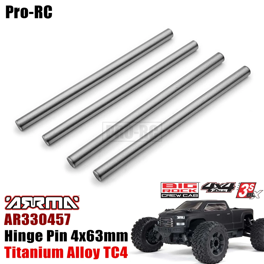 4Pcs AR330457 Hinge Pin 4x63mm Titanium TC4 For Arrma 1/10 BIG ROCK 4x4 V3 CREW CAB 3S BLX 4WD Monster Truck Parts