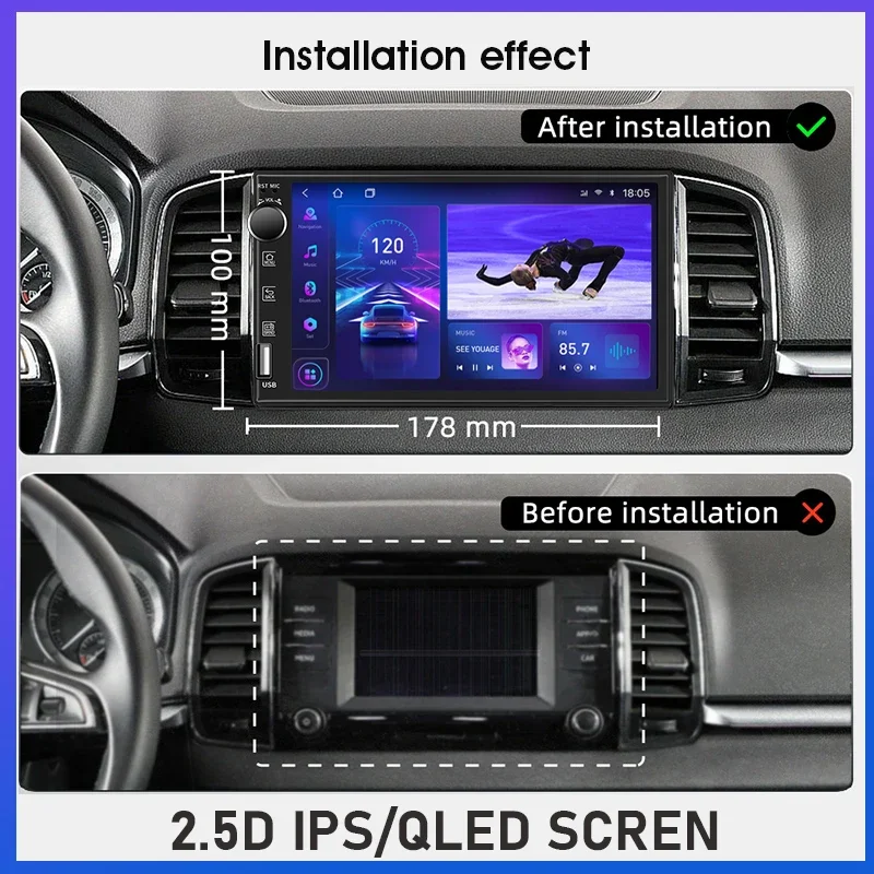 Srnubi Android 12.0 Autoradio Universal 7 Zoll Stereo für Nissan Kia Honda Toyota VW 2Din 4G WIFI GPS Carplay Head Unit