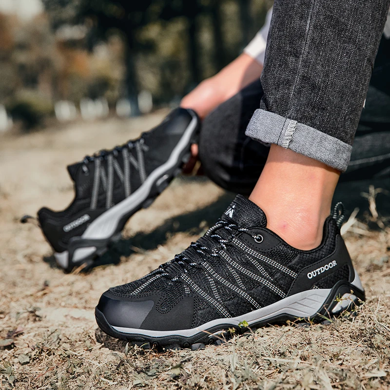 

Повседневные кроссовки, женские амортизирующие спортивные туфли с низким берцем на шнуровке, мужская удобная износостойкая дышащая походная обувь для женщин