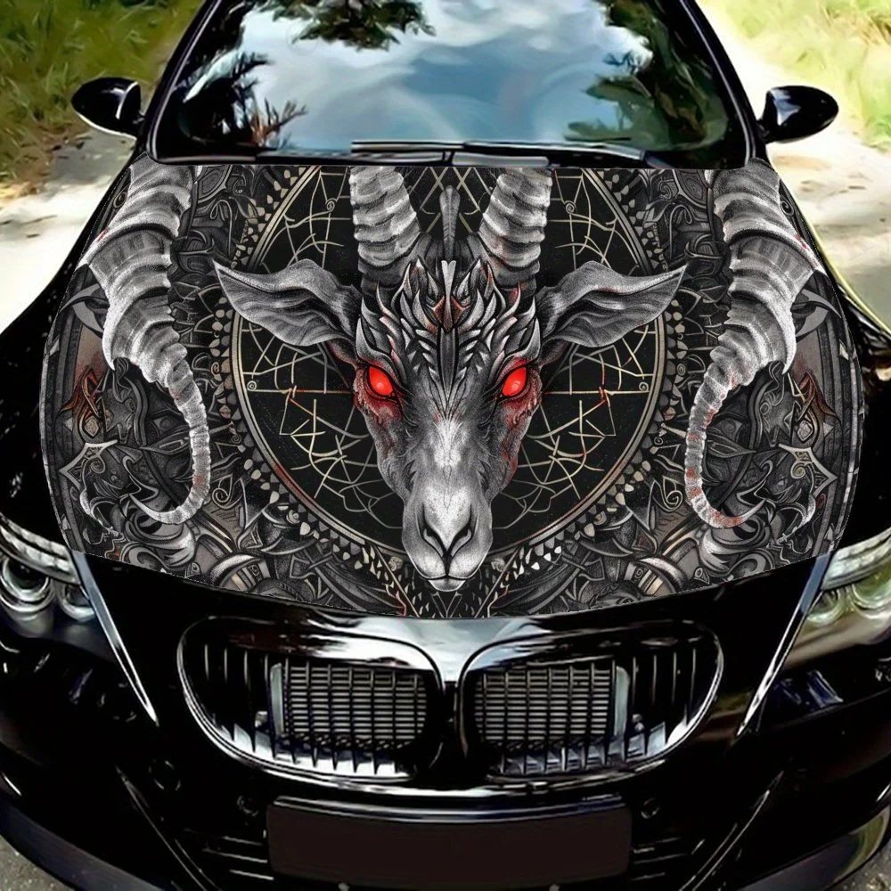 Eyes of the Demon PVC Car Vinyl Wraps, Self-Adhesive Waterproof Car Hood Decal Sticker, Car Decoration Protection Stickers for T