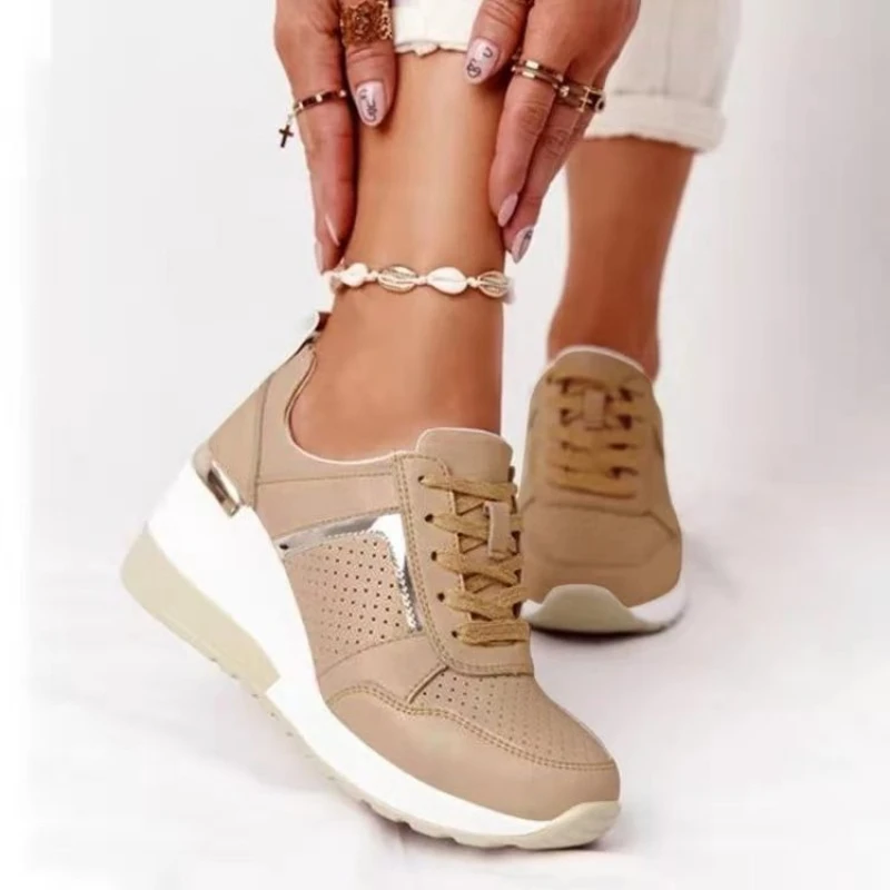 2023Sports Casual Shoes Summer New Thick Bottom Wedge Casual Shoes Strap Mesh Women Fashion Sneakers Women  Platform Basketball