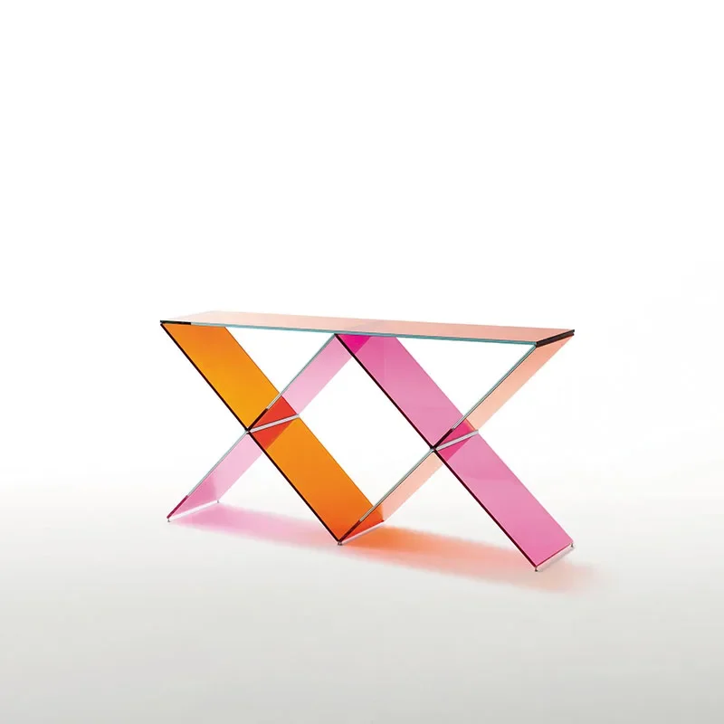 Geometric art stained glass coffee table side table, porch cabinet table