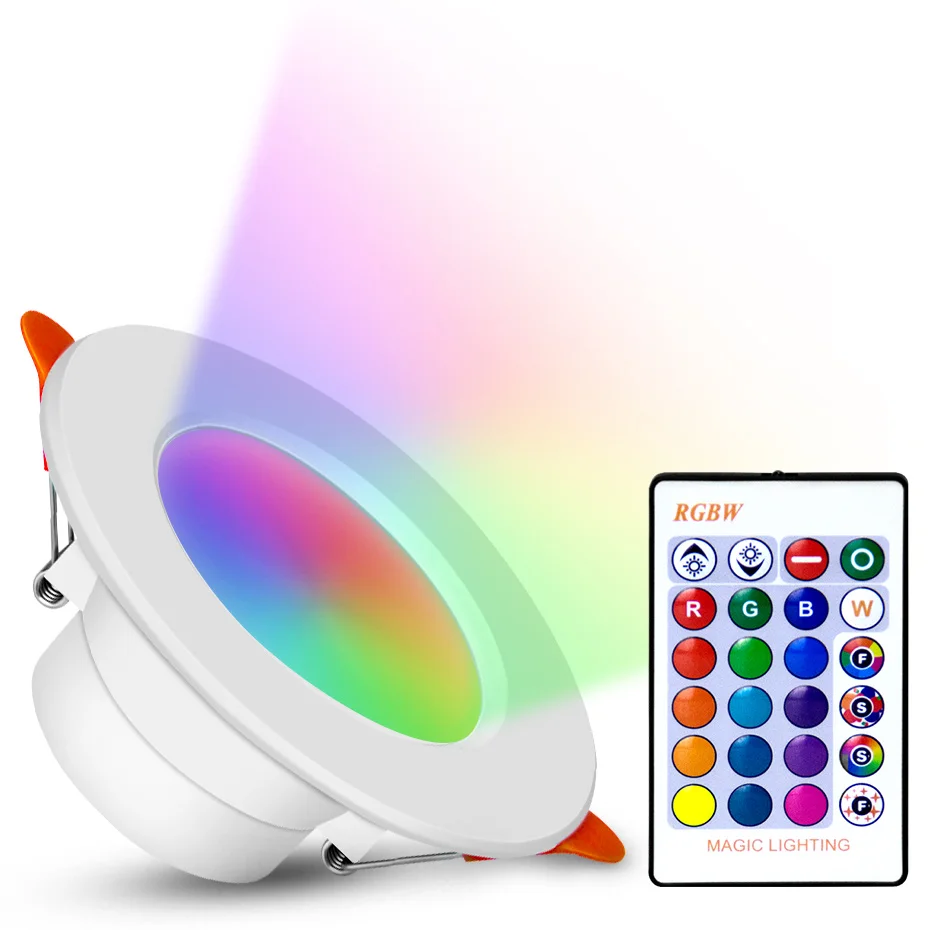 

Remote Control RGB Spot Led Lights For Home 110V 220V Dimmable 10W 15W RGBW Downlight Led Ceiling Lamp Room Decoration Lighting