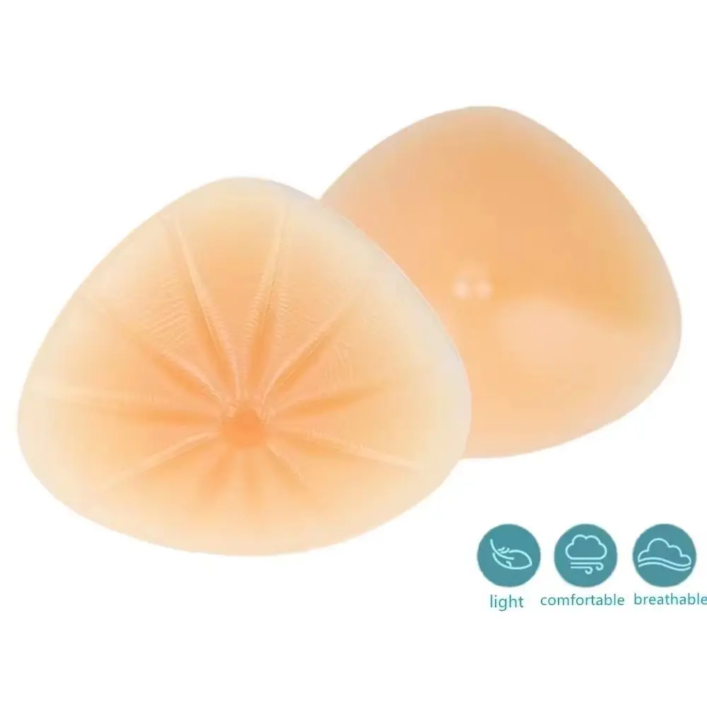 Triangular Silicone Breast Forms with Radiating Grooves Chest Pads Soft Fake Boob Prosthesis for Post-Mastectomy & Bra Wear
