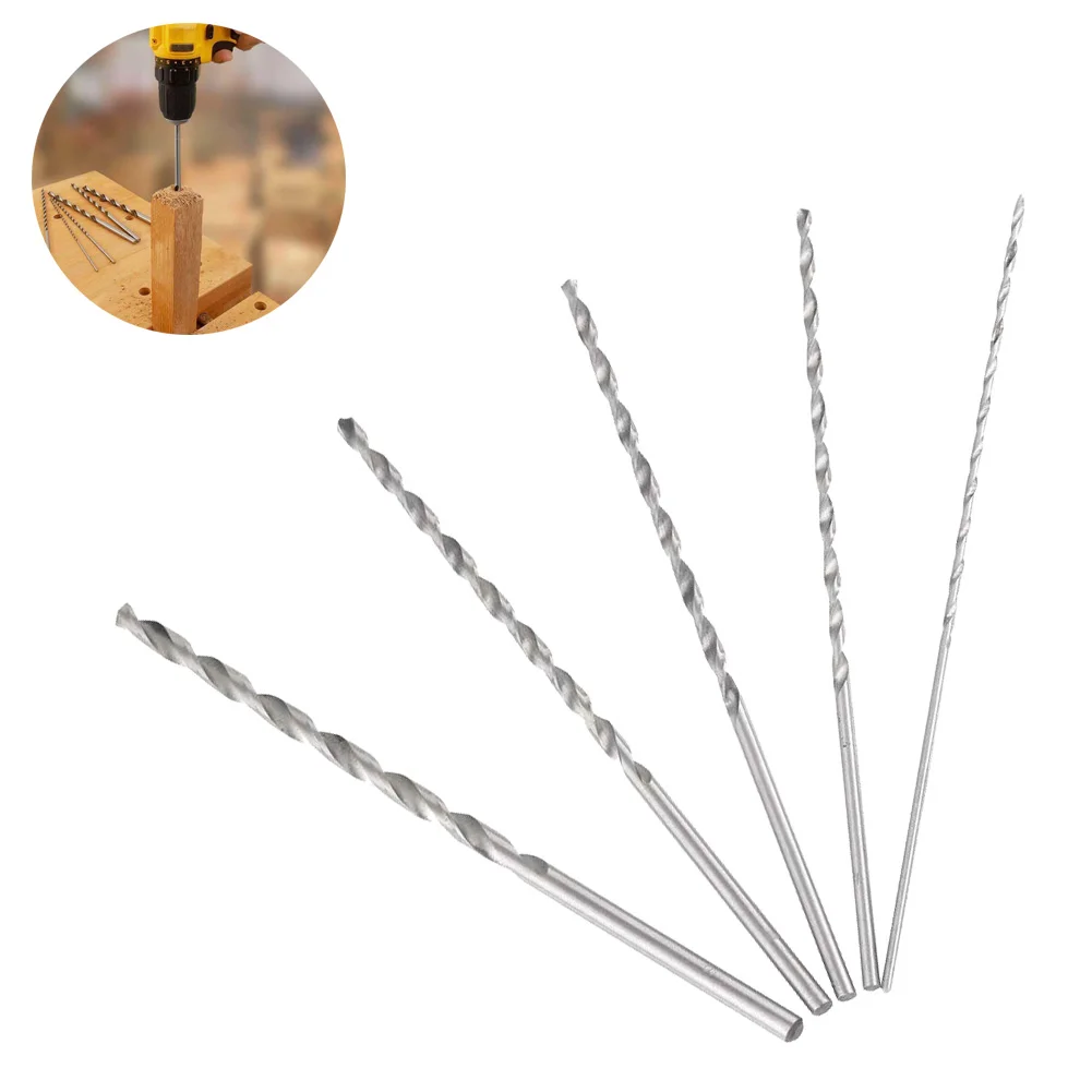 5 stücke extra lange hss Bohrer Set 2/4/3/3/4/5mm hss 200mm Doppel geriffelter Bohrer für Metall Holz Tiefbohr werkzeug