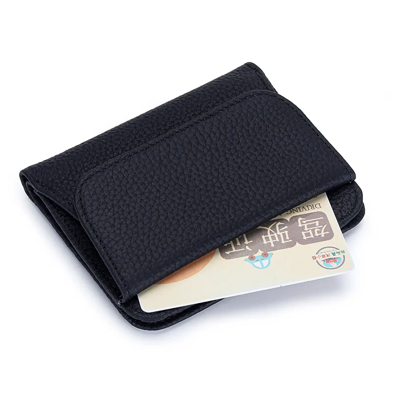 Ultra-thin Ins Style Cow Leather Credit Card Holder Fashion Women Short Wallet Large Capacity Coin Purse Korean Japan Money Clip