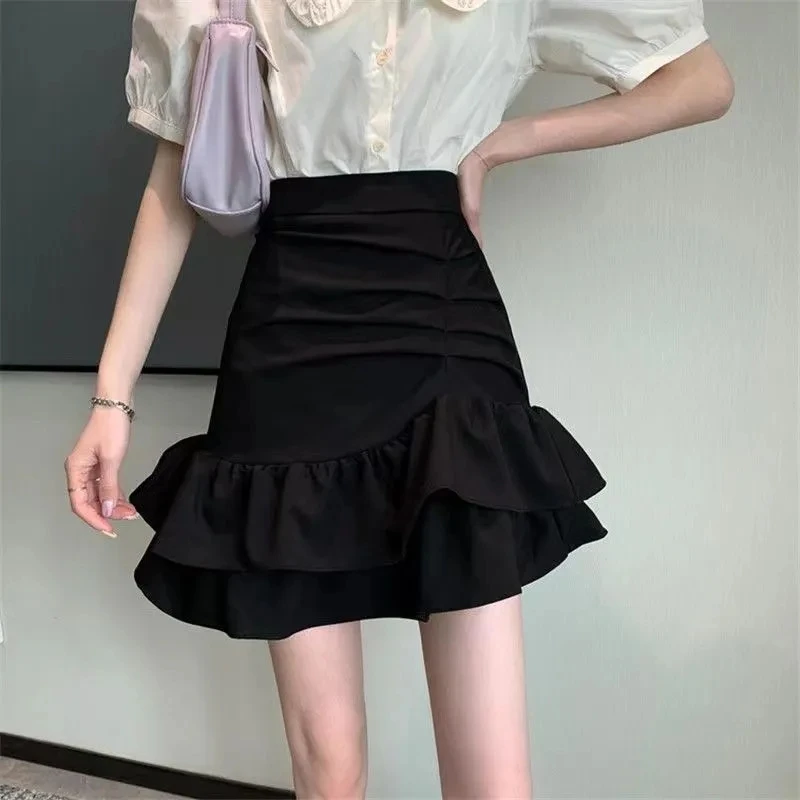 New 2026 Spring Summer High Waist Fashion Women's A-line Half Skirt Comfortable Korean Version Ladies Hip-wrapped Skirt