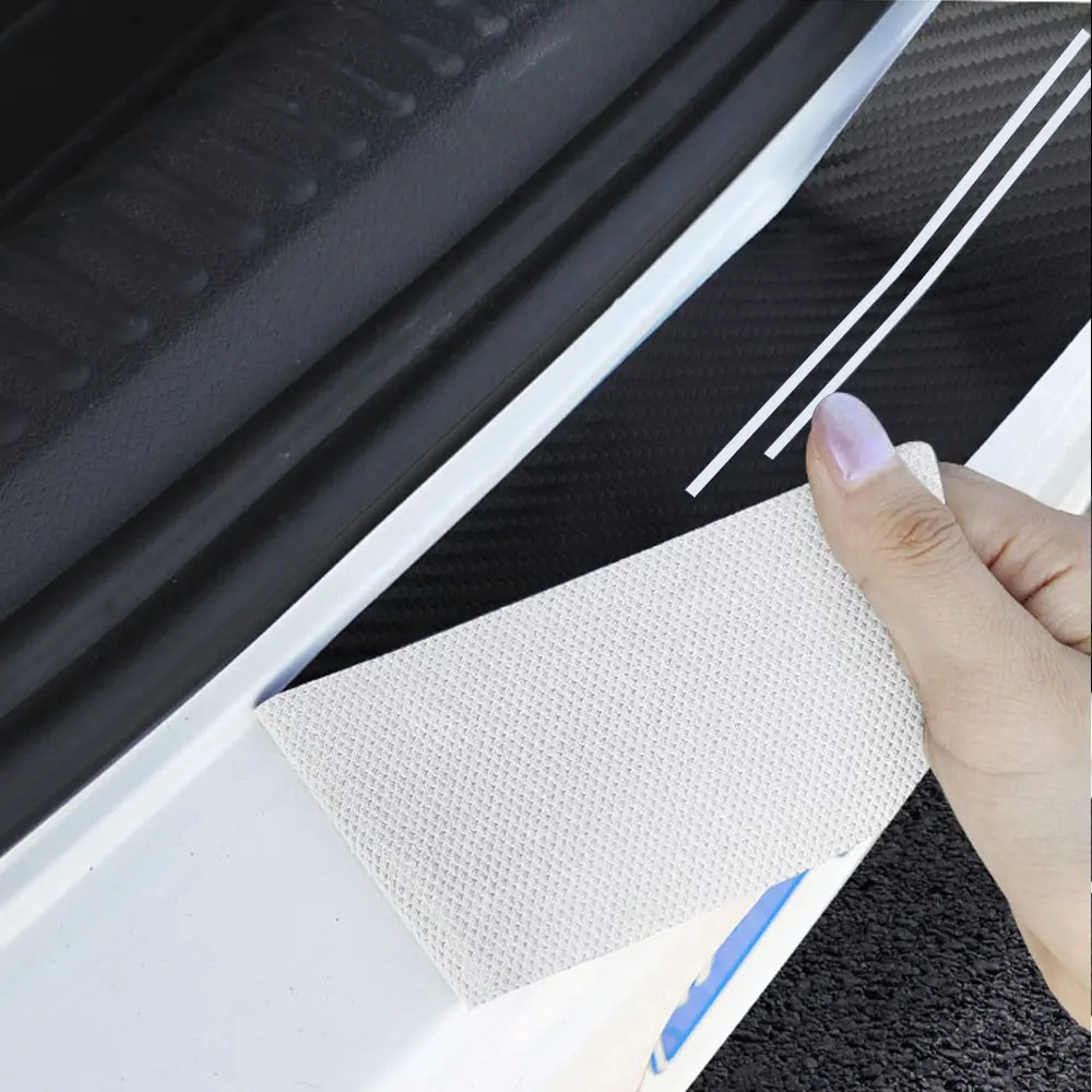 4Pcs Carbon Fiber Car Door Sill Protector Stickers Leather Auto Accessorie For Audi A1 A2 A3 A4 A5 A6 A7 A8 Q5 Q7 Quyttro Sline view 5