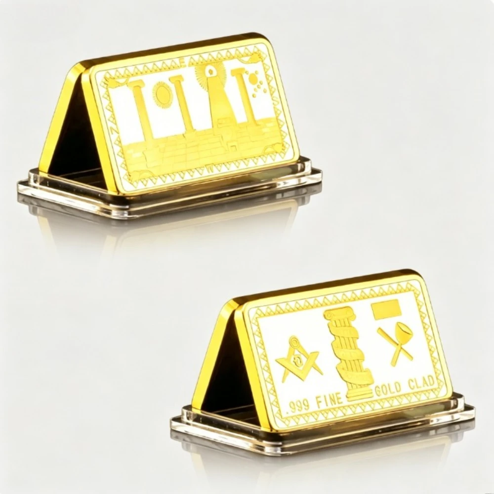 The Freemason Golden Plated Bar Souvenir Coin Freemason All Seening Eye Collectible Coin