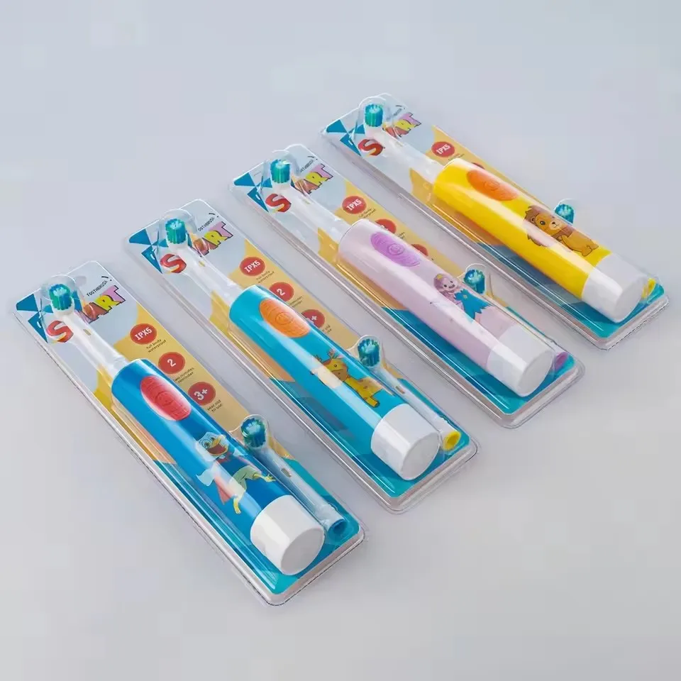 Kids Electric Toothbrush Soft Bristle Colorful Cartoon Design Battery Powered Vibration round Head for Ages 3-15 Teeth Gum Care