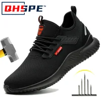 Zapatillas de trabajo con punta de acero para hombre, zapatos de seguridad, botas de trabajo a prueba de perforaciones, calzado Indestructible de moda