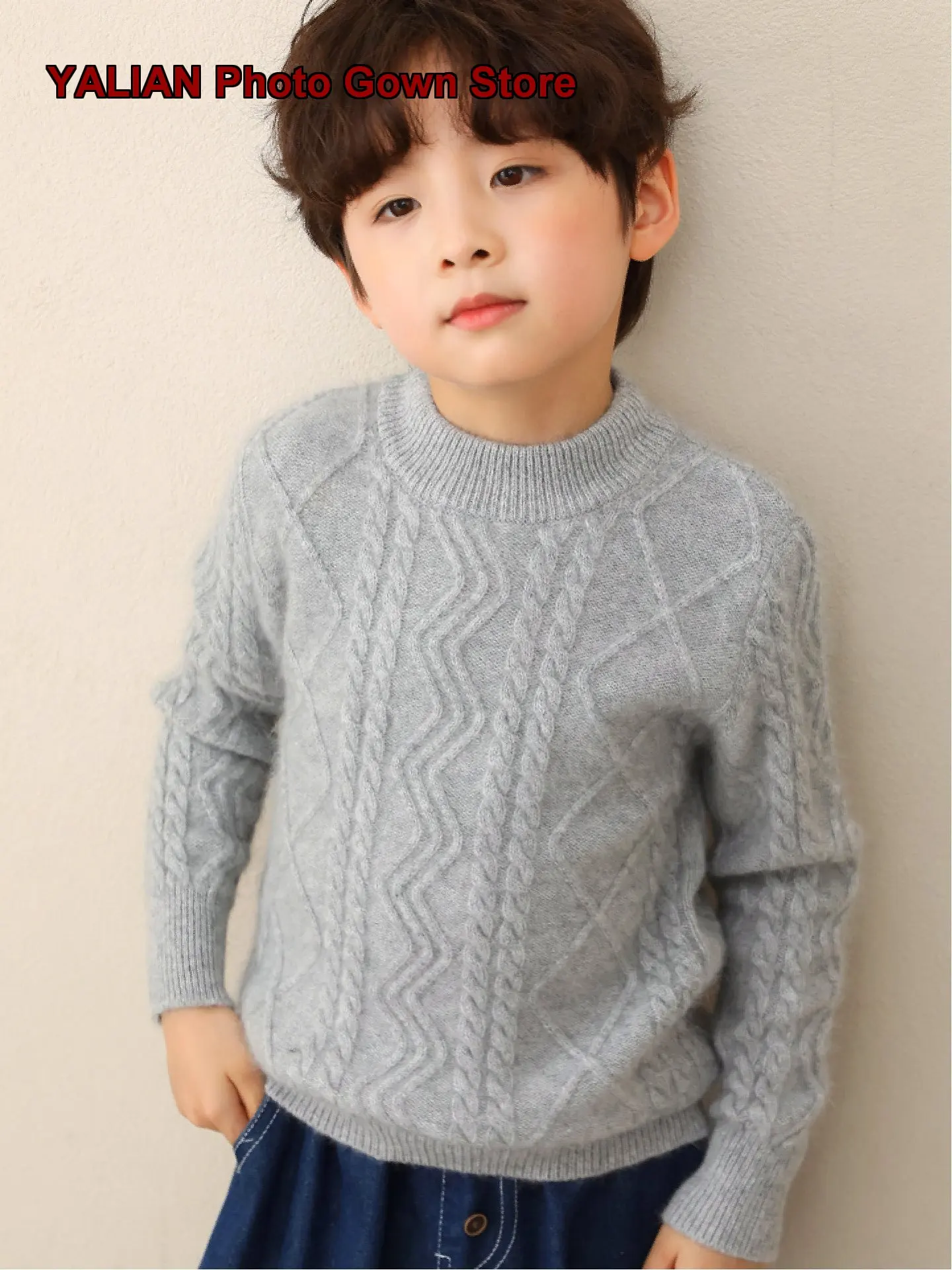 Kids Knit Top Baby Boys Girls Pure Cashmere Round Neck Knit Top Thickened Warm