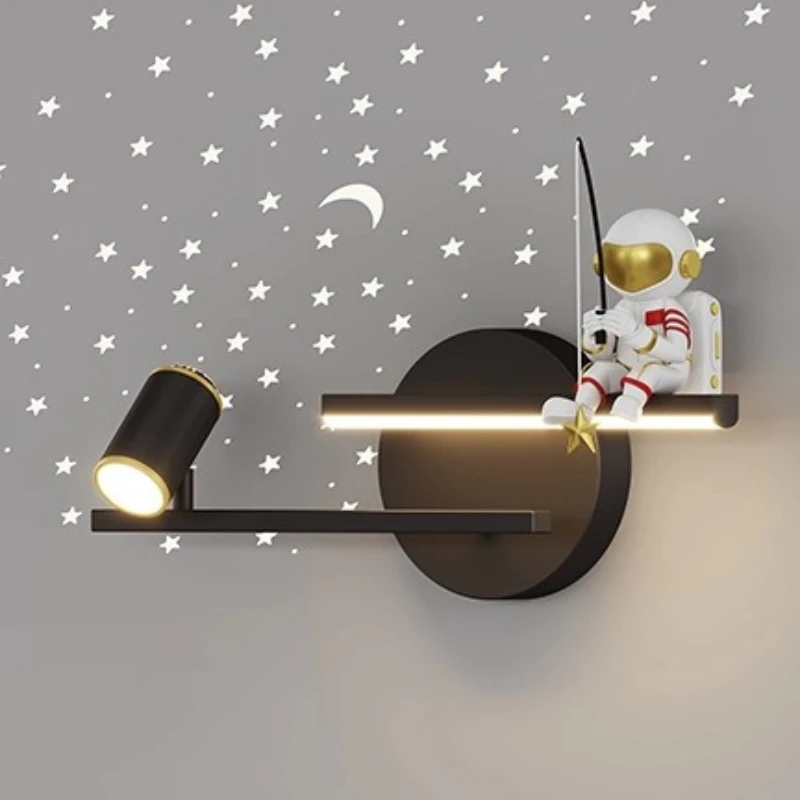 Astronaut Wall Lamp Bedroom Bedside Light Creative Simple Modern Children's Room Living Room TV Background Lighting Fixture