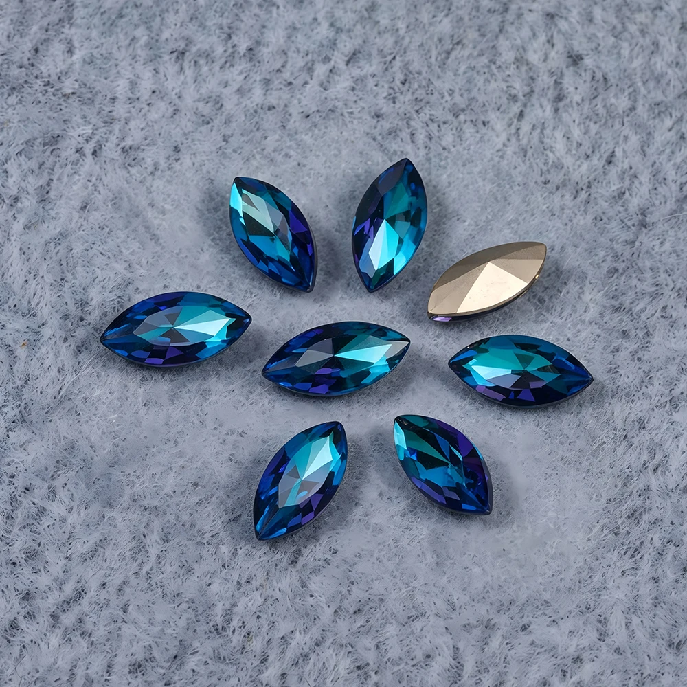 New Crystals Navette Bermuda Blue DIY Crafts Shiny Horse Eyes Rhinestones Nail Loose Beads For Clothes Jewellery Making