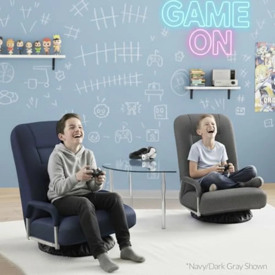 Swivel Gaming Chair for TV, Reading, Video Games: PU Leather, Black, 360 Rotation, Lumbar Support, Adjustable Foldable Backrest