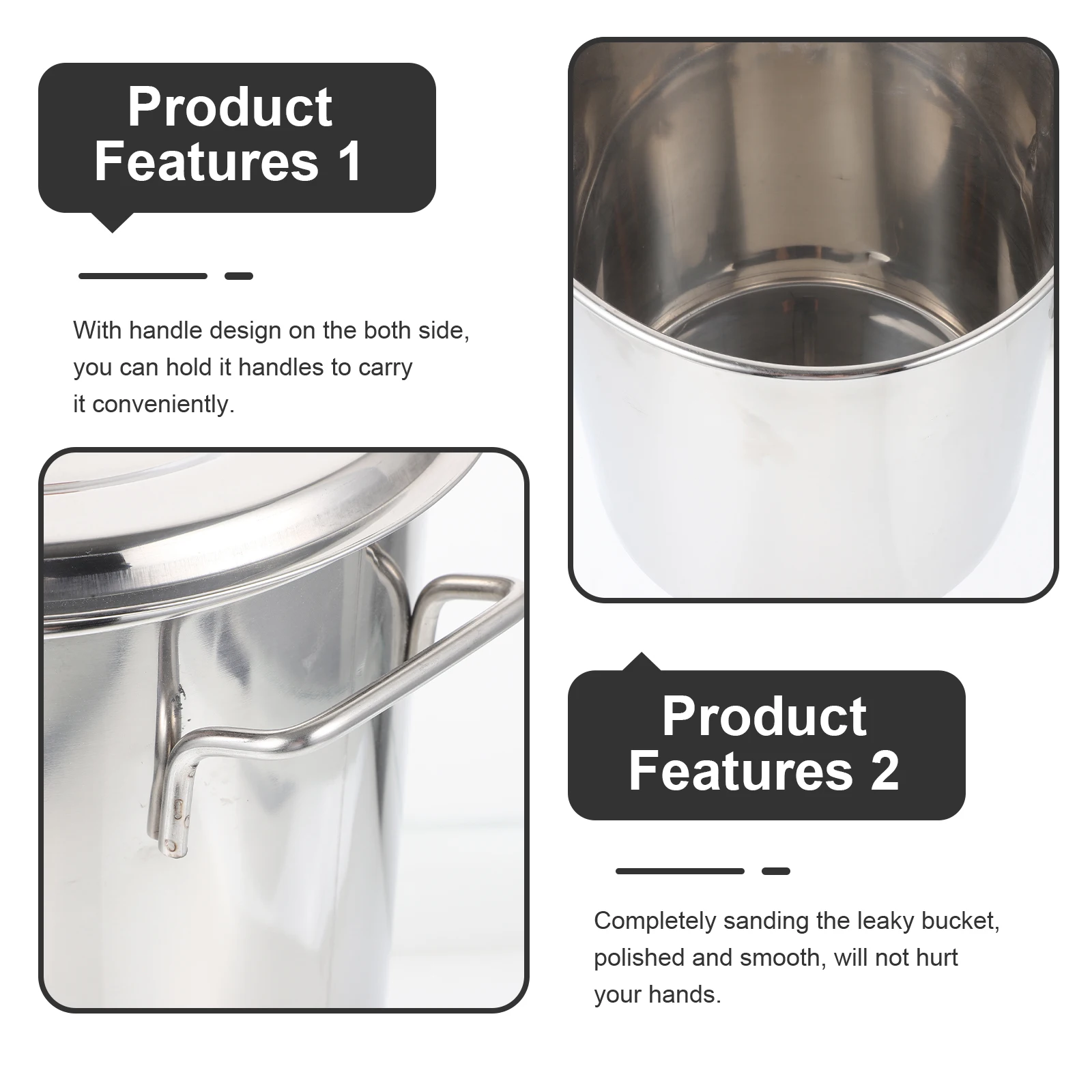 

Stainless Steel Soup Pot Large Metal Stockpot Leak Proof Crawfish Boiler Seafood Cooking Bucket Stewed Meat Container Polished