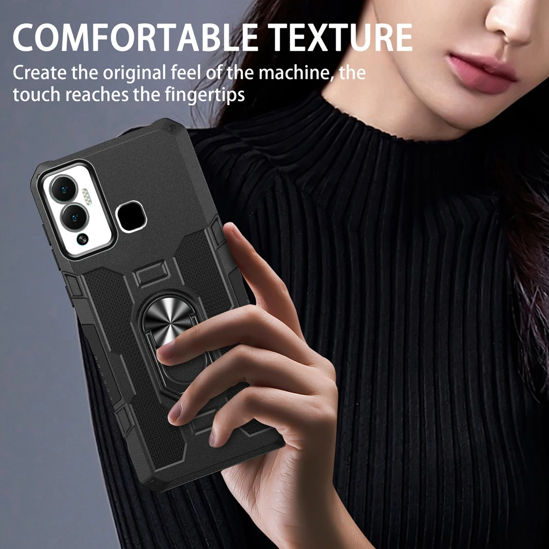 For Infinix Hot 12 Play Case Luxury Armor Shockproof Phone Case For Infinix Hot 9 10 11 Play 12i Magnetic Ring Holder Back Cover - view 3