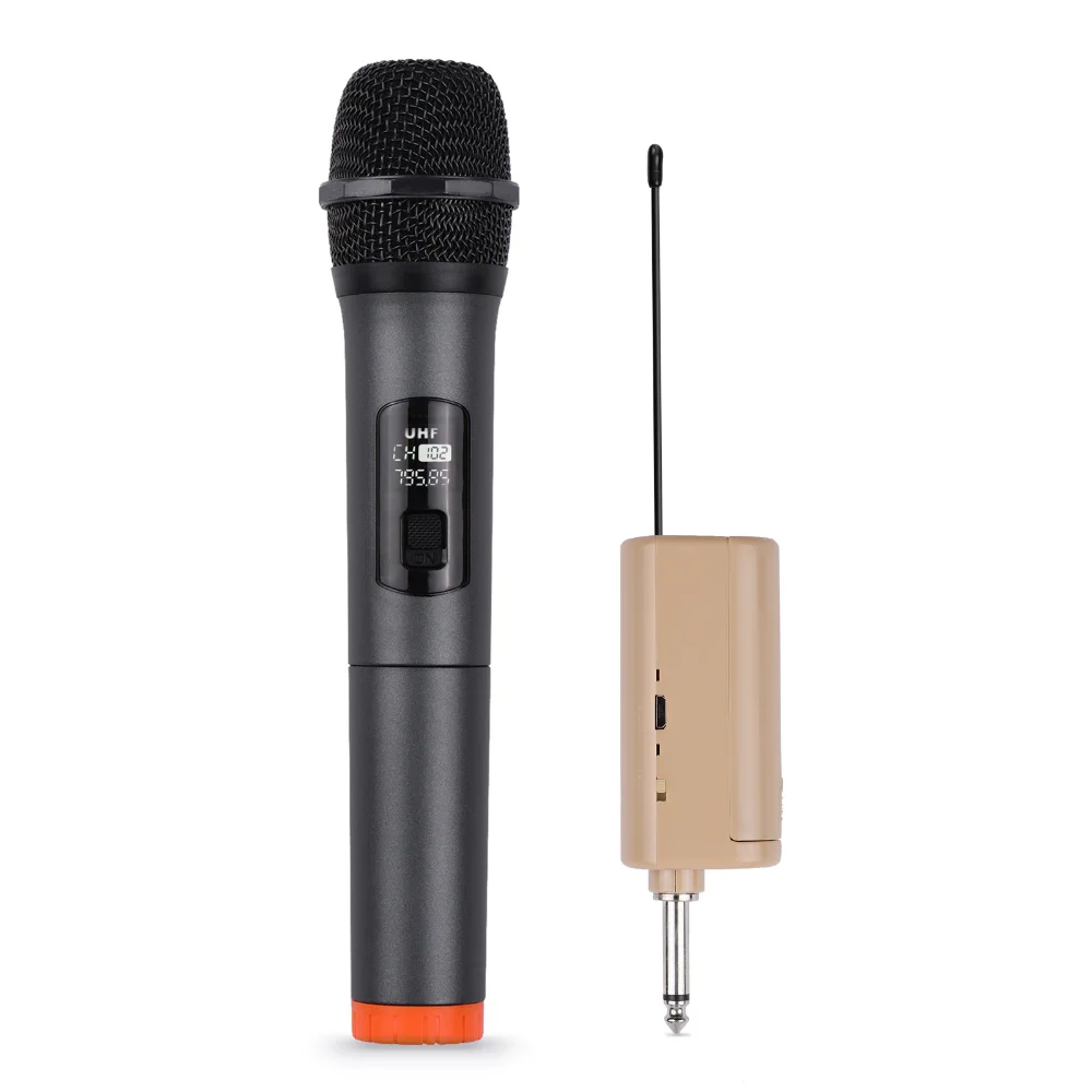 Handheld Wireless Microphone UHF Dynamic Mic With Portable Mini Receiver 6.35mm Plug For Speaker Karaoke System Home