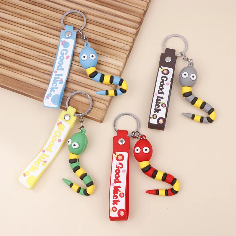 Creative Cartoon Snake Pendant Keychain For Women Men Cute Zodiac Snake Year Lucky Charms Backpack Car Ornament Key Ring