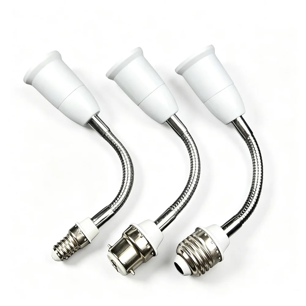 B22 to E27 360d adjustable Flame Retardant PBT 10CM Extension LED Lamp base Bulb Socket extender adapter Light Holder Converter
