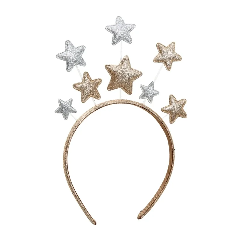 Cerceau de cheveux brillant en forme d'étoile à cinq branches pour femmes, bandeau de maquillage pour spectacles de Festival, accessoires pour cheveux