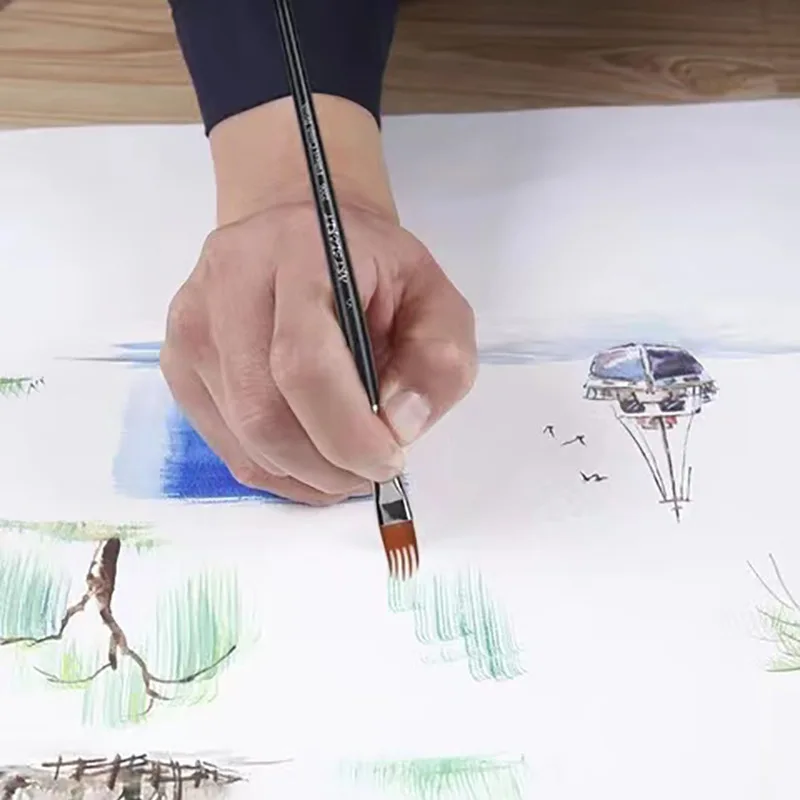 مجموعة فرش رسم احترافية مكونة من 4 قطع للرسم الرقمي الزيتي بالألوان المائية - فرش فنية على شكل أوراق المناظر الطبيعية للفنانين والطلاب #3