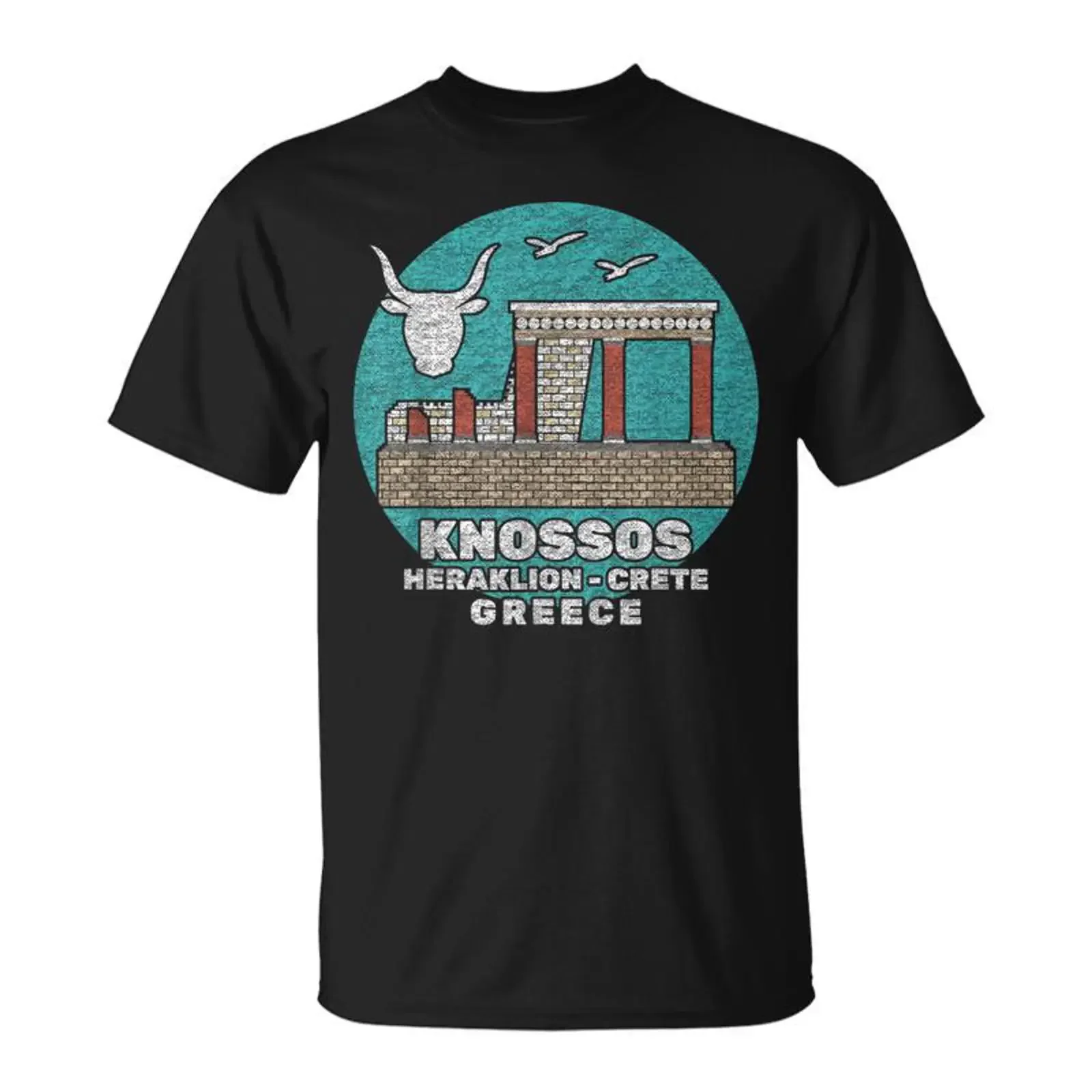 Knossos Minoan Head Heraklion Crete Greece Greek T Shirt Monsterry vintage Washed Comfortable Stretched graphic Breathable