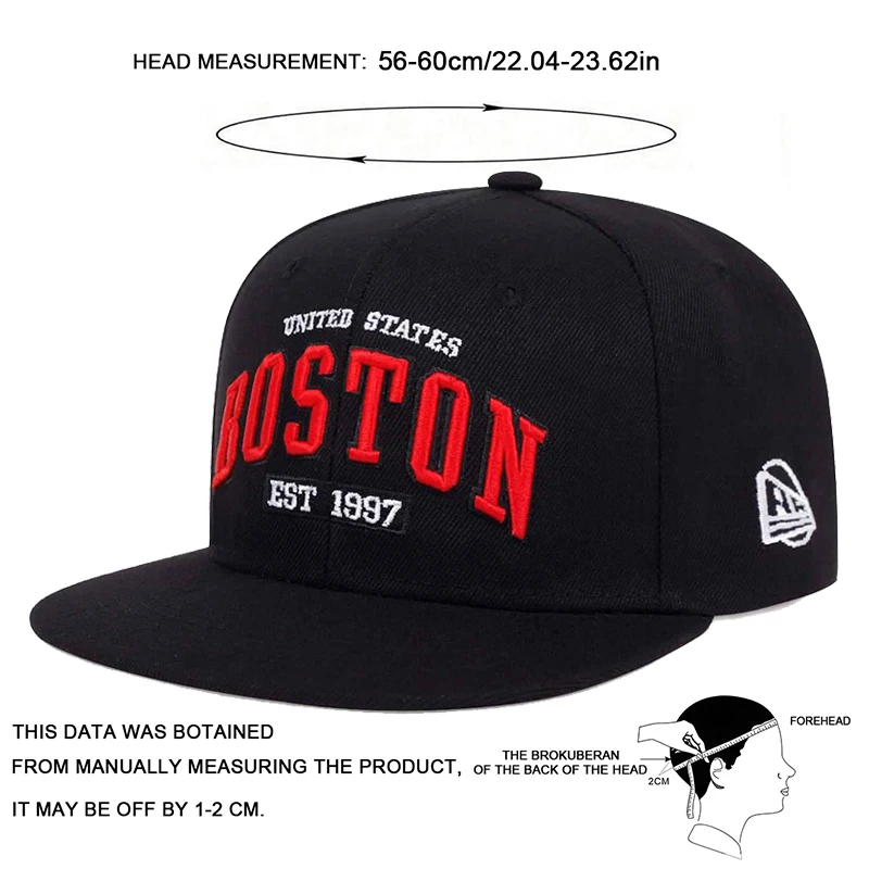 Unisex BOSTON Letter Embroidery Hip-hop Hats Spring Autumn Outdoor Adjustable Casual Baseball Caps Sunscreen Hat